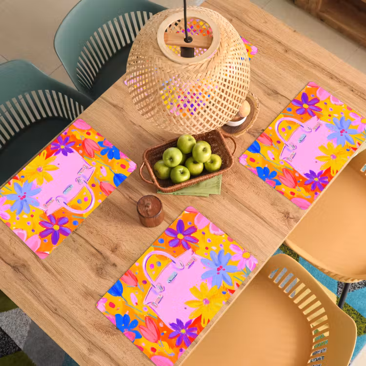 Tas - Roze - Bloemen Placemat vinyl groot -zzsfeer5_Kitchenyeah-website