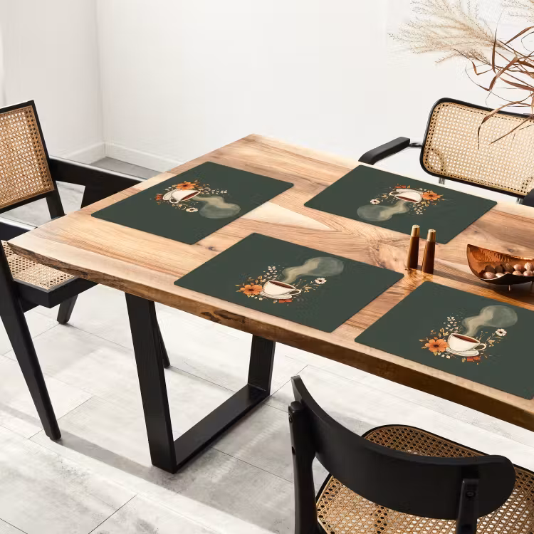 Kop - Bloemen - Groen - Koffie Placemat vinyl groot -zzsfeer4_Kitchenyeah-website