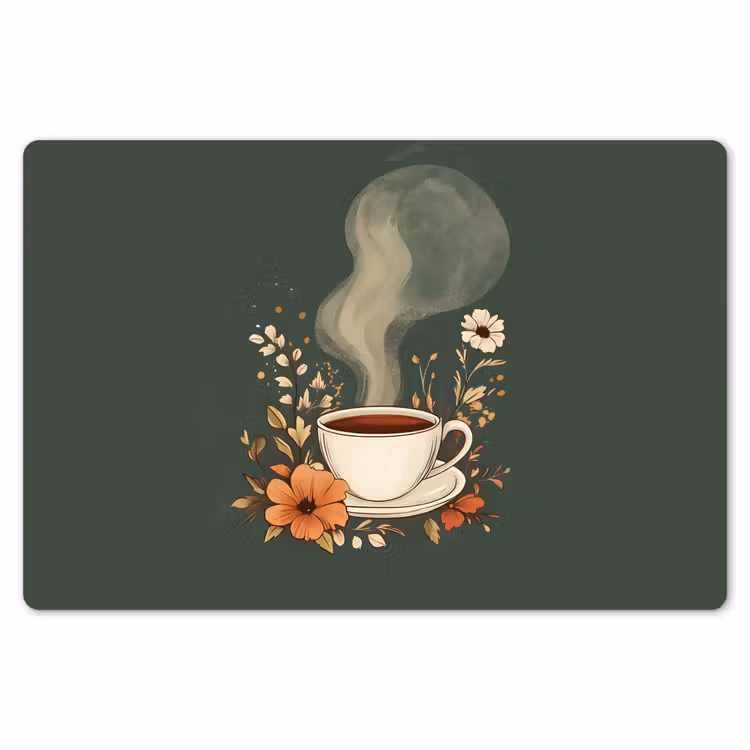 Kop - Bloemen - Groen - Koffie Placemat vinyl groot -zzsfeer1_Kitchenyeah-website