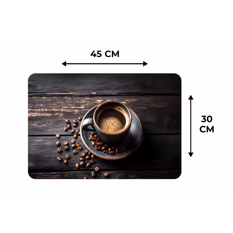 Kop - Koffie - Hout - Bonen Placemat vinyl groot -specs