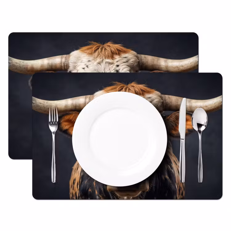 Stier - Kleurrijk - Hoorns Placemat vinyl groot -zzsfeer2_Kitchenyeah-website