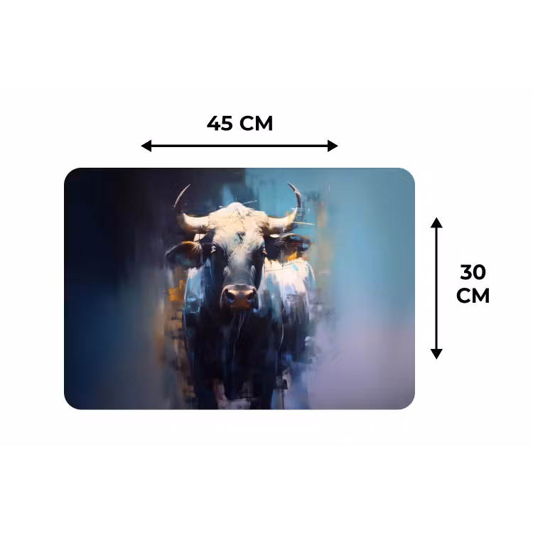 Stier - Zwart - Abstract - Horens Placemat vinyl groot -specs