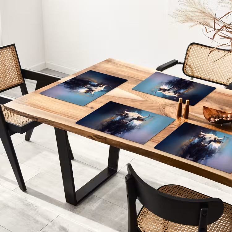 Stier - Zwart - Abstract - Horens Placemat vinyl groot -zzsfeer4_Kitchenyeah-website