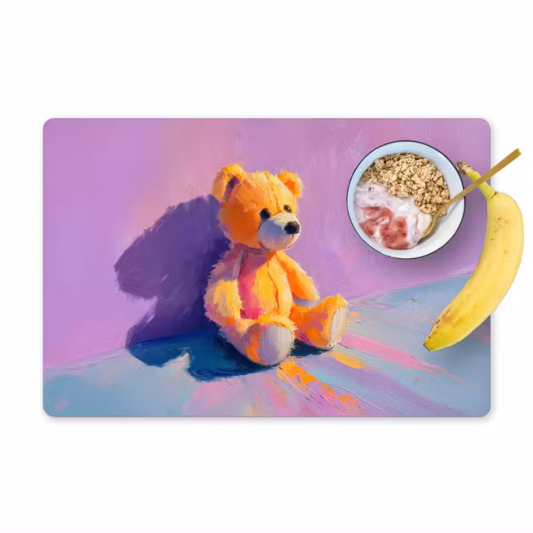 Teddybeer - Schaduw - Penseelstreken - Paars Placemat vinyl groot -zzzproduct_Kitchenyeah-website