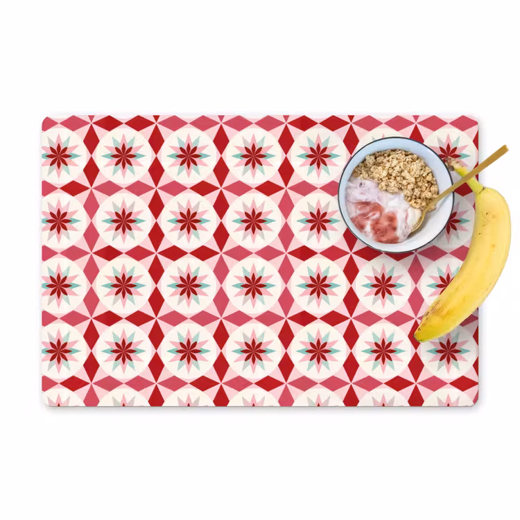 Tegelpatroon - Sterren - Retro - Roze - Mintgroen Placemat vinyl groot 368 -zzzproduct_Kitchenyeah-website