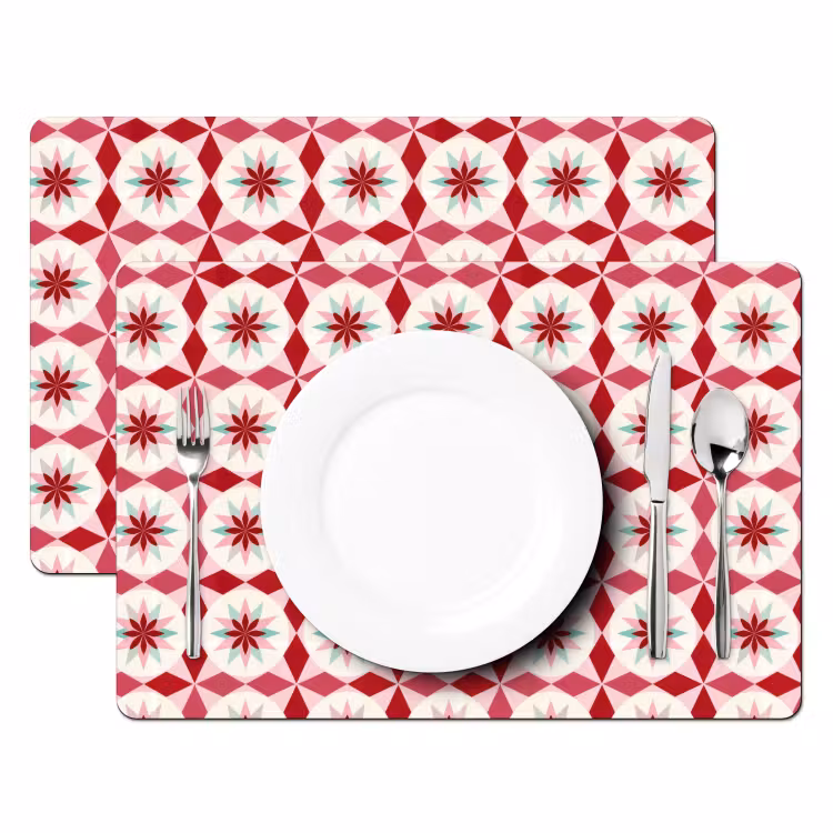Tegelpatroon - Sterren - Retro - Roze - Mintgroen Placemat vinyl groot 368 -zzsfeer2_Kitchenyeah-website