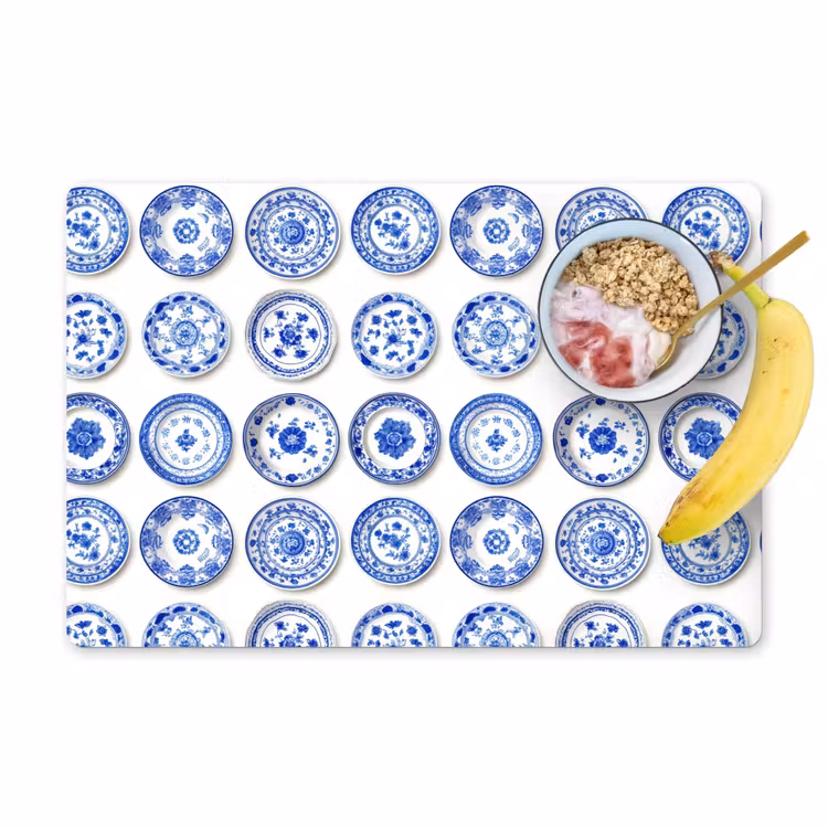 Borden - Bloemen - Patroon - Blauw Placemat vinyl groot 368 -zzzproduct_Kitchenyeah-website