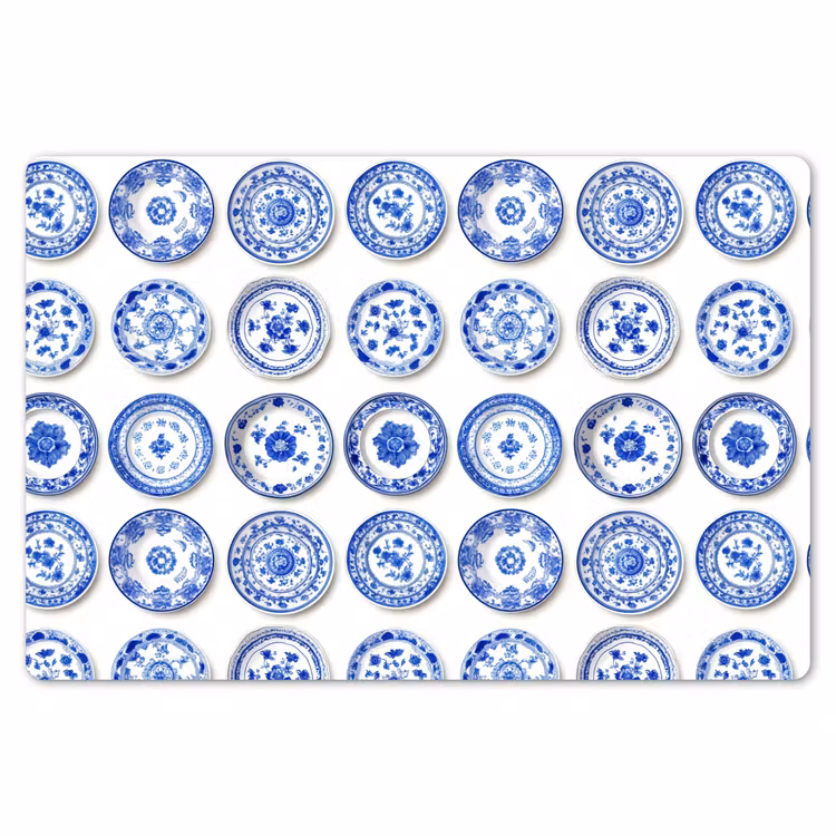 Borden - Bloemen - Patroon - Blauw Placemat vinyl groot 368 -zzsfeer1_Kitchenyeah-website