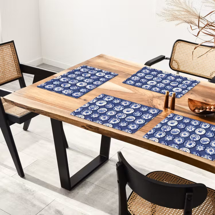 Borden - Floraal - Blauw Placemat vinyl groot 368 -zzsfeer4_Kitchenyeah-website