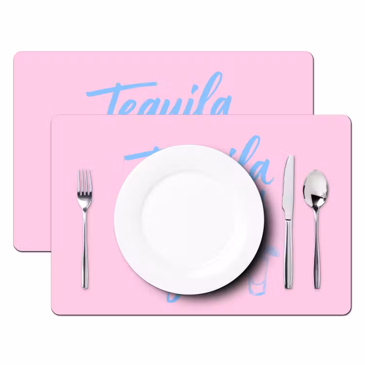 Tequila texted you - Roze - Blauw Placemat vinyl groot -zzsfeer2_Kitchenyeah-website