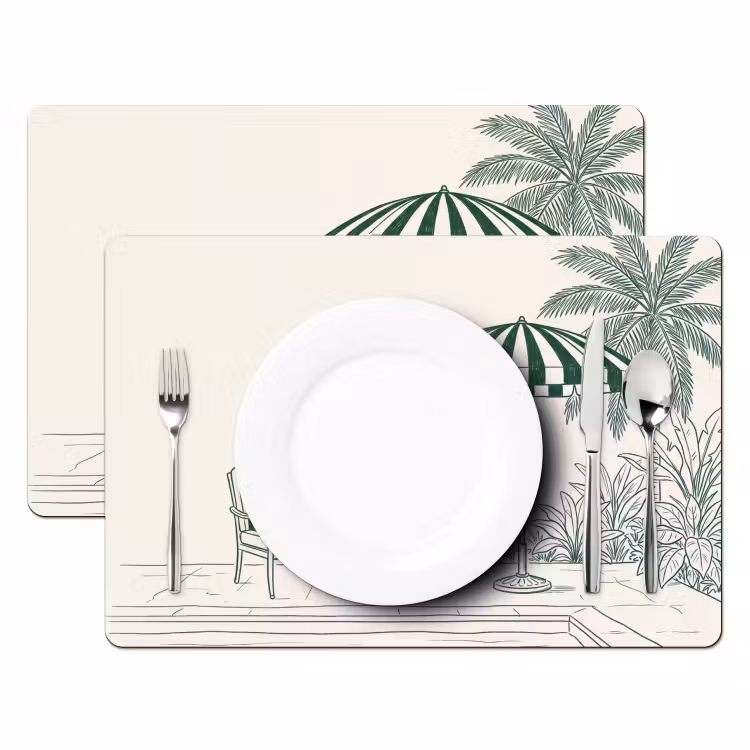 Terras - Illustratie - Groen Placemat vinyl groot -zzsfeer2_Kitchenyeah-website