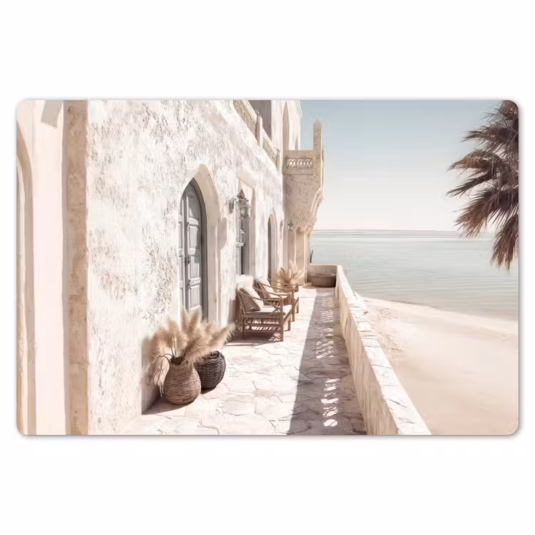 Terras - Stoelen - Strand - Beige Placemat vinyl groot -zzsfeer1_Kitchenyeah-website