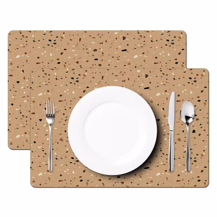 Terrazzo - Patroon - Beige Placemat vinyl groot 368 -zzsfeer2_Kitchenyeah-website