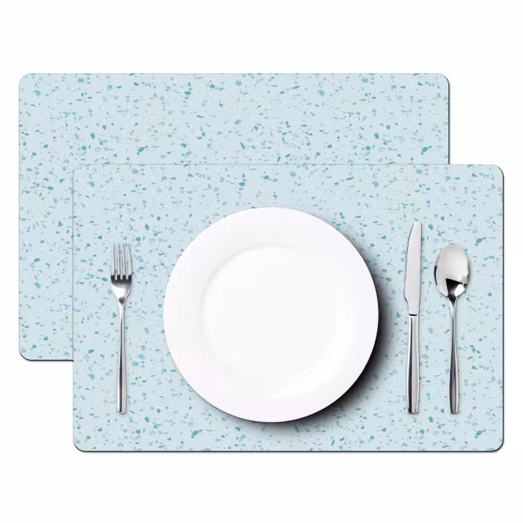 Terrazzo - Patroon - Kleurrijk - Baby Blauw Placemat vinyl groot 368 -zzsfeer2_Kitchenyeah-website