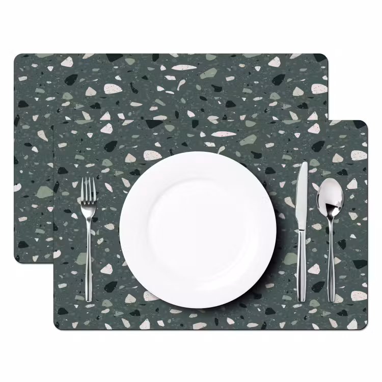 Terrazzo -  Patroon - Kleurrijk - Groen Placemat vinyl groot 368 -zzsfeer2_Kitchenyeah-website