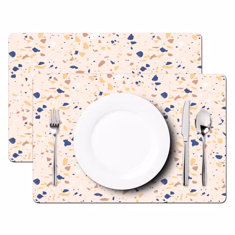 Terrazzo - Patroon - Kleurrijk - Indigo Placemat vinyl groot 368 -zzsfeer2_Kitchenyeah-website