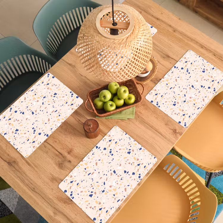 Terrazzo - Patroon - Kleurrijk - Indigo Placemat vinyl groot 368 -zzsfeer5_Kitchenyeah-website