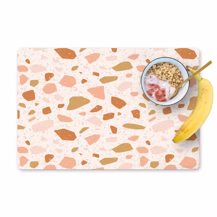 Terrazzo - Patroon - Kleurrijk - Zalm Placemat vinyl groot 368 -zzzproduct_Kitchenyeah-website