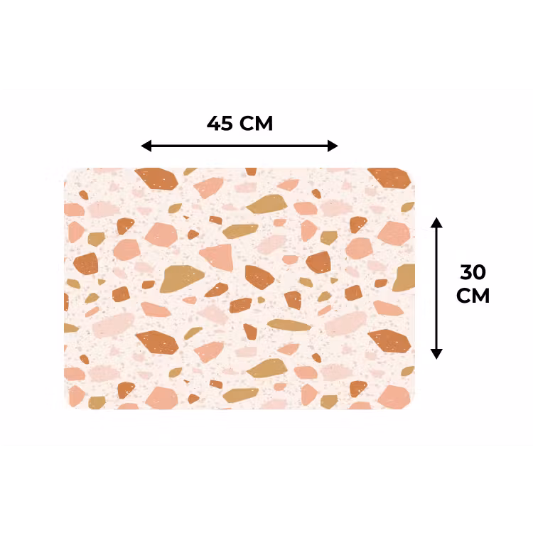 Terrazzo - Patroon - Kleurrijk - Zalm Placemat vinyl groot 368 -specs