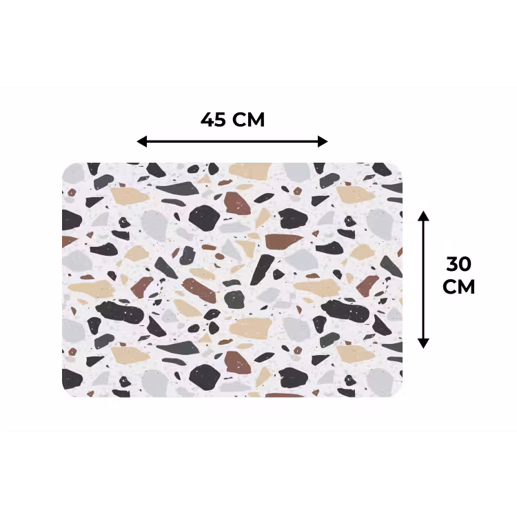 Terrazzo -  Patroon - Kleurrijk - Klei Placemat vinyl groot 368 -specs