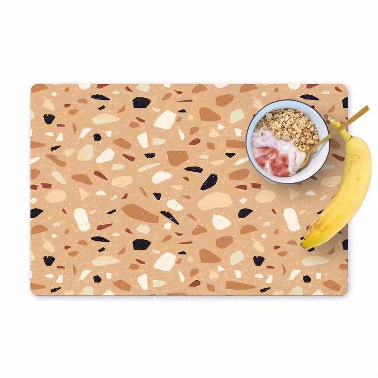 Terrazzo - Patroon - Kleurrijk - Oranje Placemat vinyl groot 368 -zzzproduct_Kitchenyeah-website