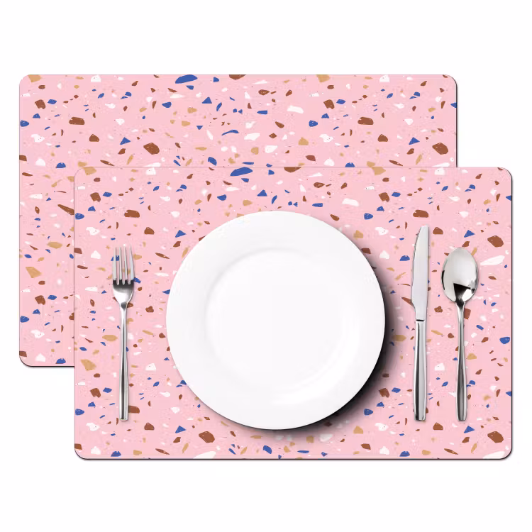 Terrazzo - Patroon - Kleurrijk - Roze Placemat vinyl groot 368 -zzsfeer2_Kitchenyeah-website
