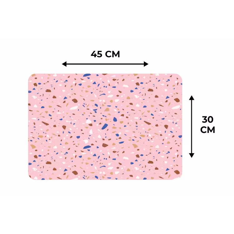 Terrazzo - Patroon - Kleurrijk - Roze Placemat vinyl groot 368 -specs