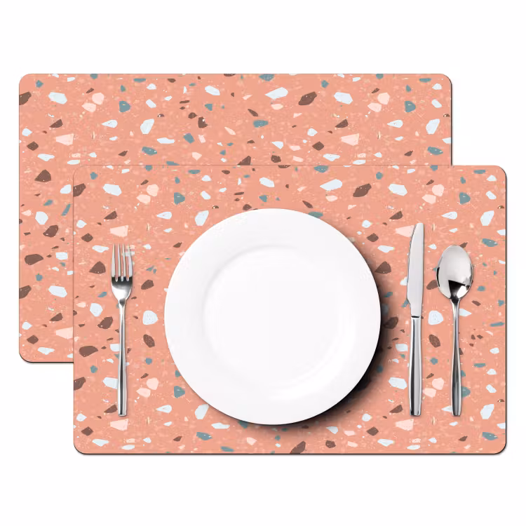 Terrazzo - Patroon - Kleurrijk - Roze - Blauw Placemat vinyl groot 368 -zzsfeer2_Kitchenyeah-website