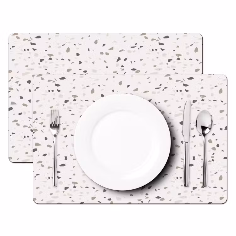 Terrazzo - Patroon - Créme Placemat vinyl groot 368 -zzsfeer2_Kitchenyeah-website