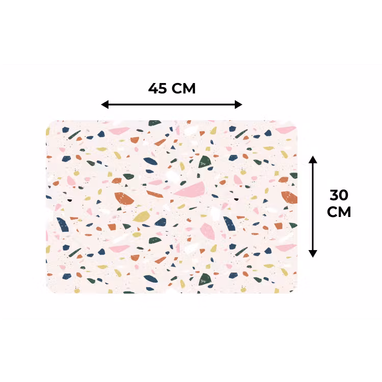 Terrazzo - Patroon - Kleurrijk Placemat vinyl groot 368 -specs