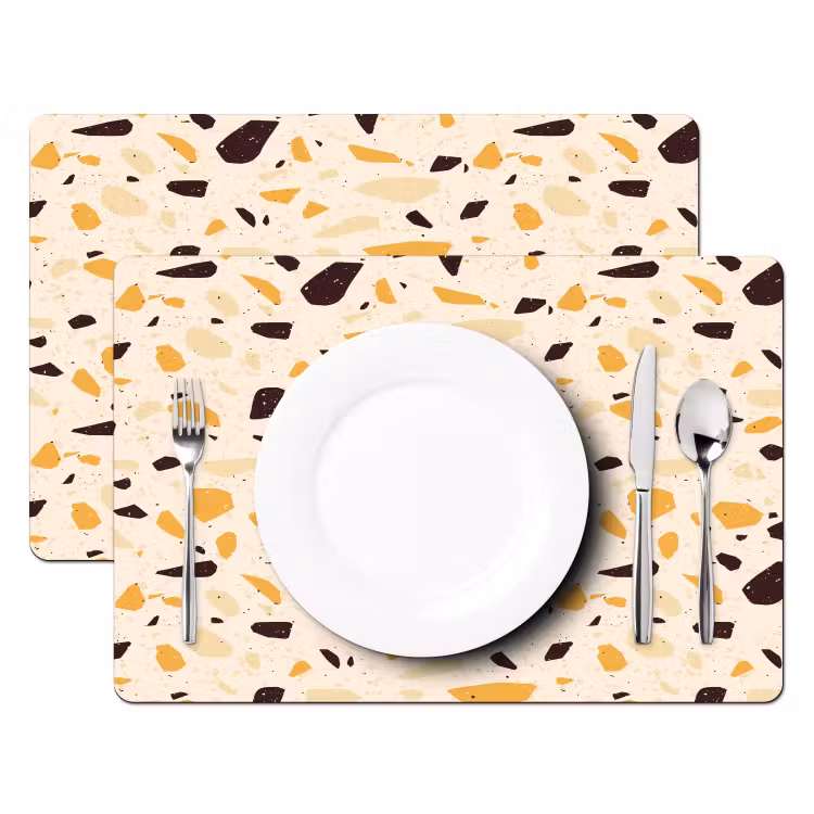 Terrazzo - Patroon - Geel - Placemat vinyl groot 368 -zzsfeer2_Kitchenyeah-website