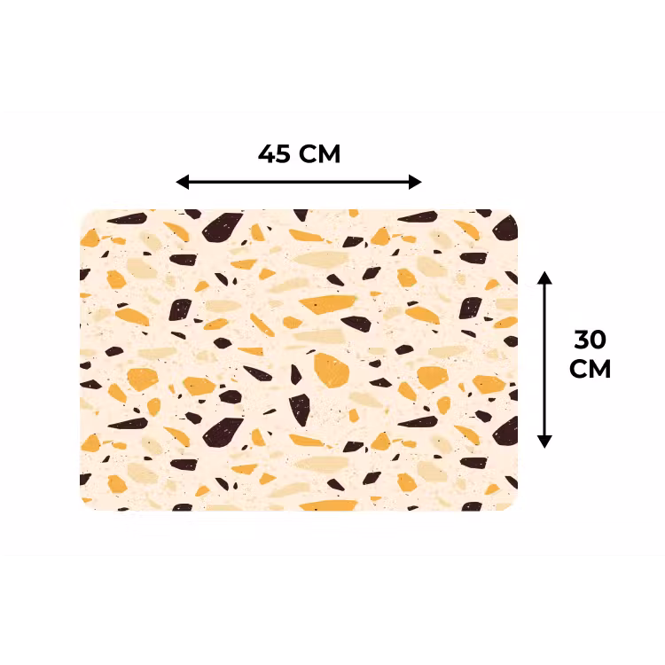 Terrazzo - Patroon - Geel - Placemat vinyl groot 368 -specs