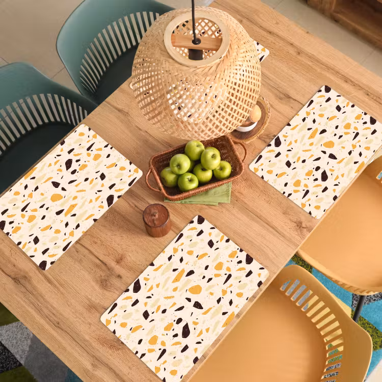 Terrazzo - Patroon - Geel - Placemat vinyl groot 368 -zzsfeer5_Kitchenyeah-website