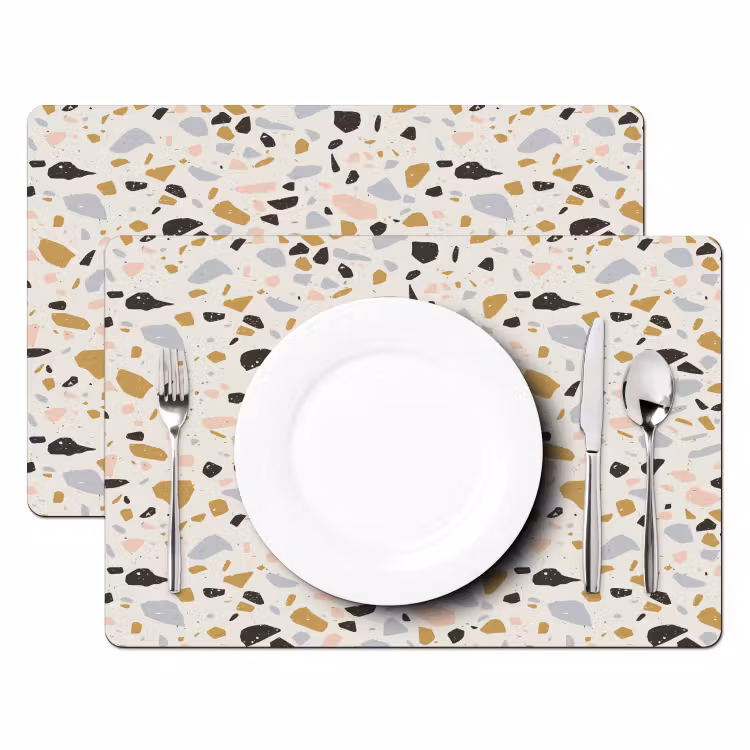 Terrazzo - Patroon - Neutraal - Zacht - Multi Placemat vinyl groot 368 -zzsfeer2_Kitchenyeah-website