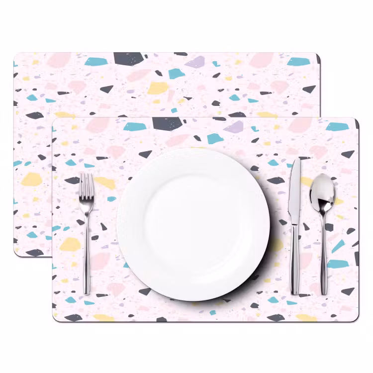 Terrazzo - Patroon - Zacht - Snoep Placemat vinyl groot 368 -zzsfeer2_Kitchenyeah-website