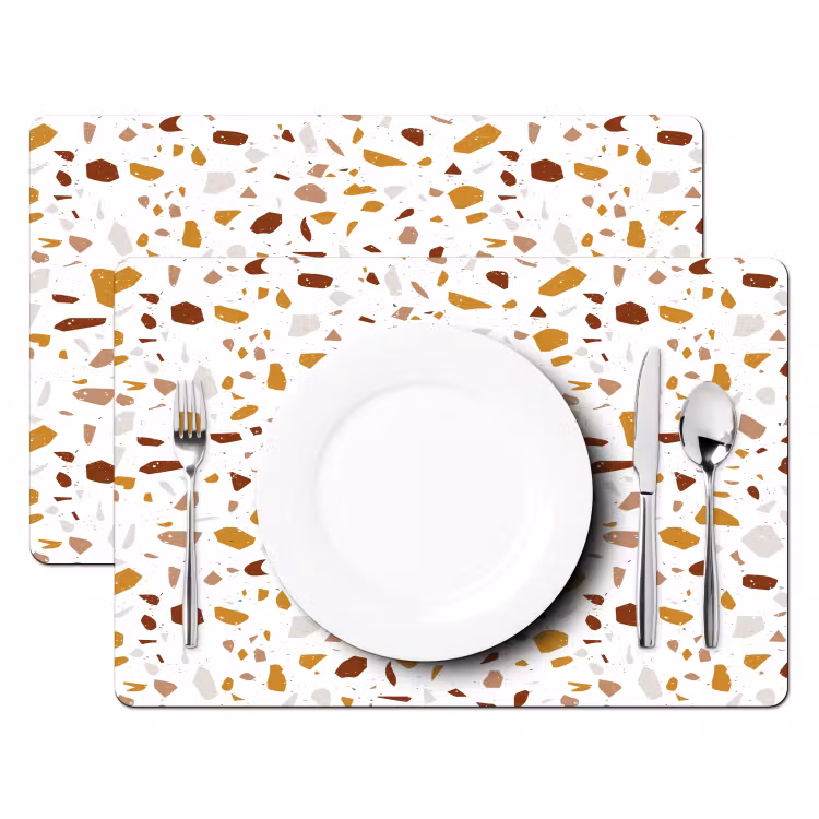 Terrazzo - Patroon - Wit - Urban Placemat vinyl groot 368 -zzsfeer2_Kitchenyeah-website