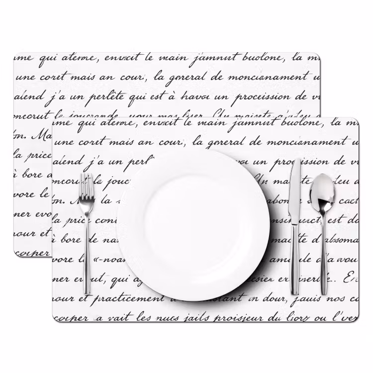 Tekst - Handschrift - Klassiek - ZwartWit Placemat vinyl groot -zzsfeer2_Kitchenyeah-website