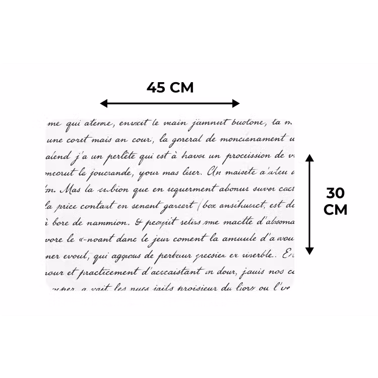 Tekst - Handschrift - Klassiek - ZwartWit Placemat vinyl groot -specs