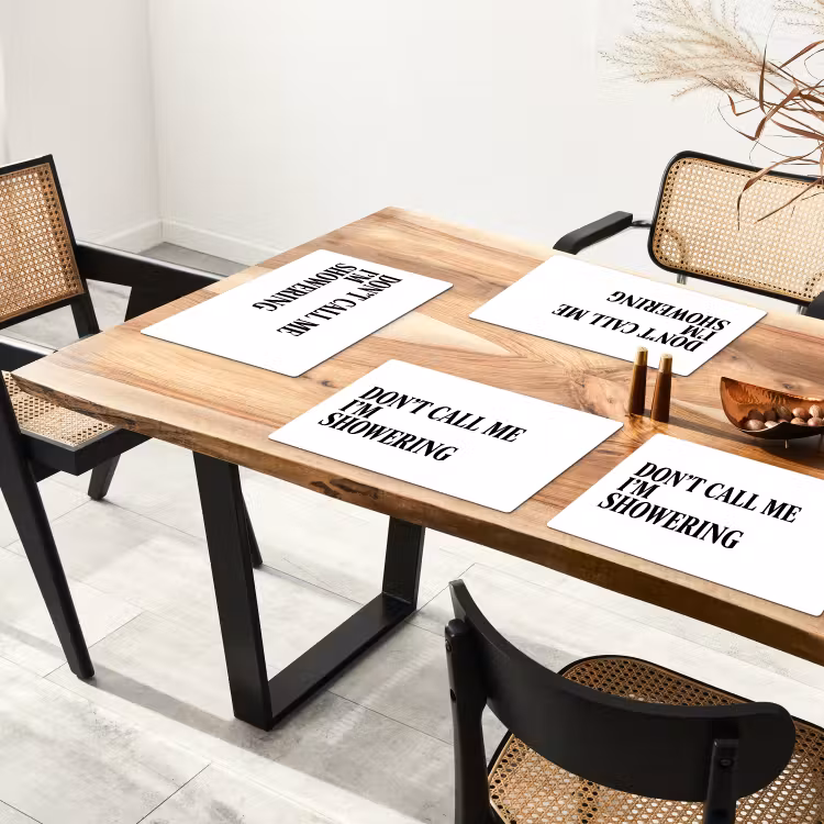 Tekst - Modern - Zwart - Wit Placemat vinyl groot -zzsfeer4_Kitchenyeah-website