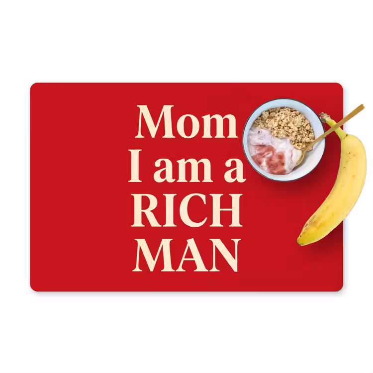 Tekst - Rijkdom - Motivatie - Rood - Modern Placemat vinyl groot -zzzproduct_Kitchenyeah-website