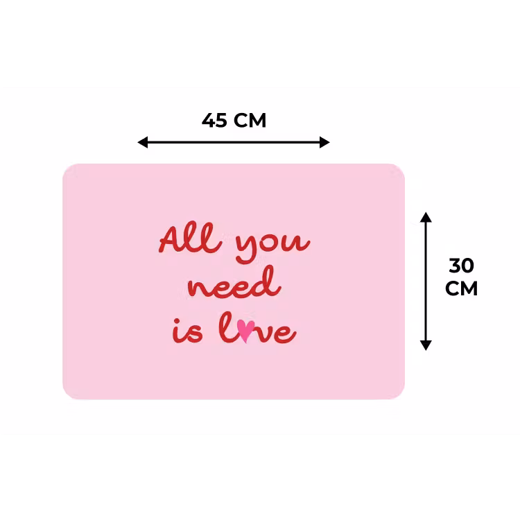 Tekst - Roze - Love - Hart Placemat vinyl groot -specs
