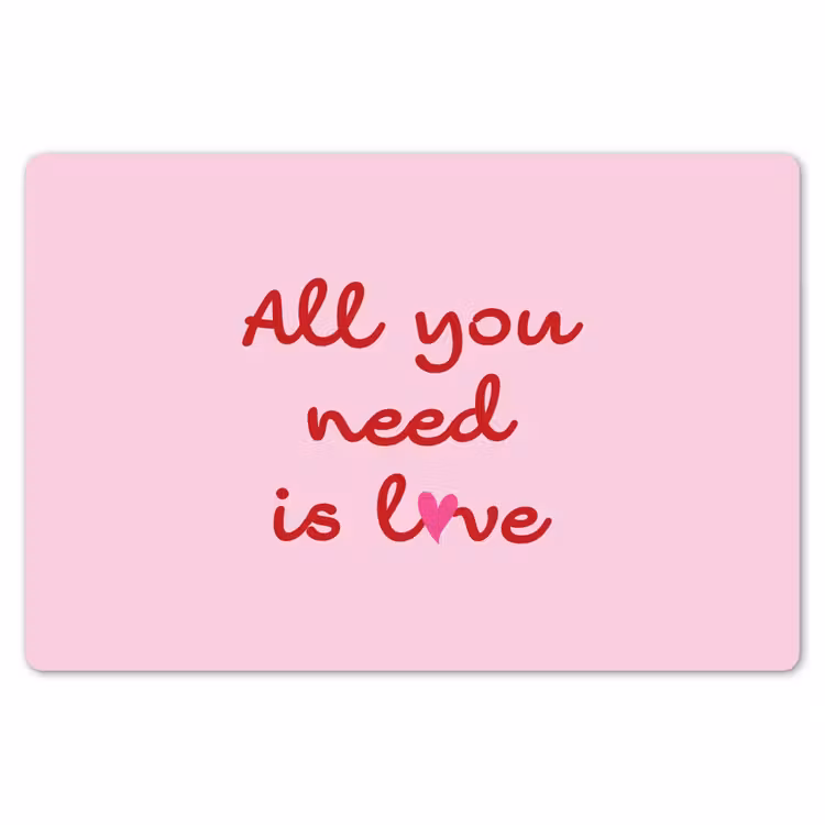 Tekst - Roze - Love - Hart Placemat vinyl groot -zzsfeer1_Kitchenyeah-website