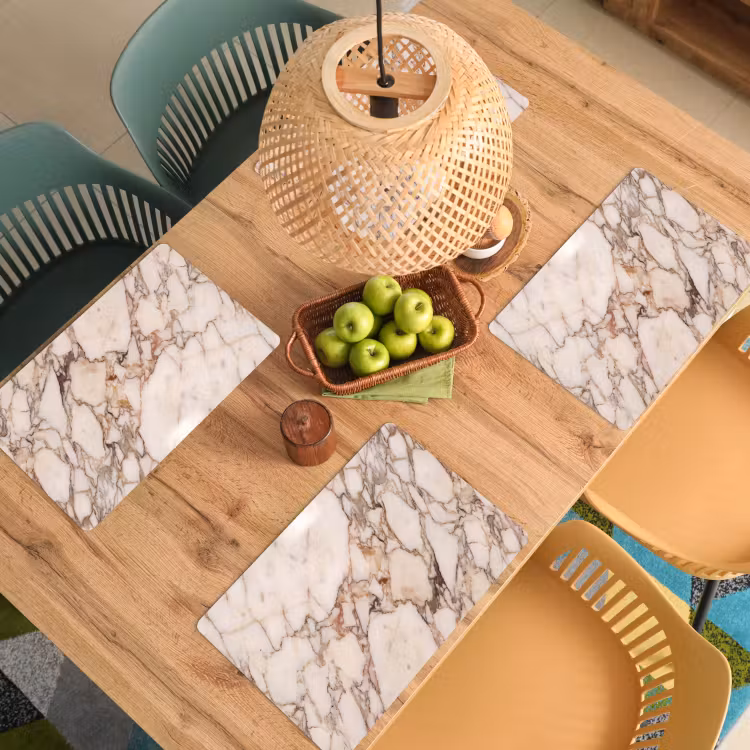 Textuur - Gesteente - Aderen - Abstract - Wit Placemat vinyl groot -zzsfeer5_Kitchenyeah-website