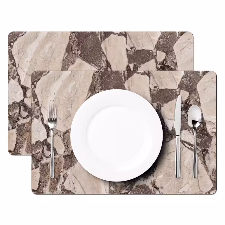 Textuur - Marmer - Abstract - Beige - Bruin Placemat vinyl groot -zzsfeer2_Kitchenyeah-website