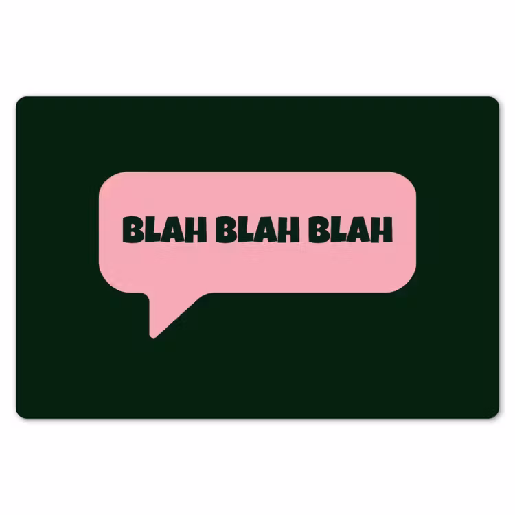 Tekstwolk - BLAH BLAH BLAH - Roze Placemat vinyl groot -zzsfeer1_Kitchenyeah-website