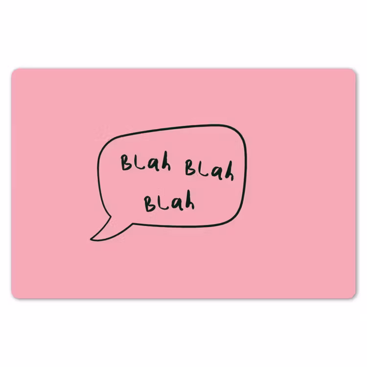 Tekstwolkje - BLAH BLAH BLAH - Roze Placemat vinyl groot -zzsfeer1_Kitchenyeah-website