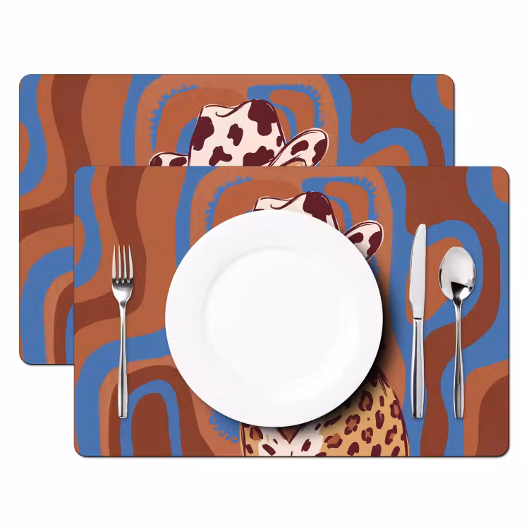 Dieren - Cowboyhoed - Modern - Illustratie - Bruin Placemat vinyl groot -zzsfeer2_Kitchenyeah-website