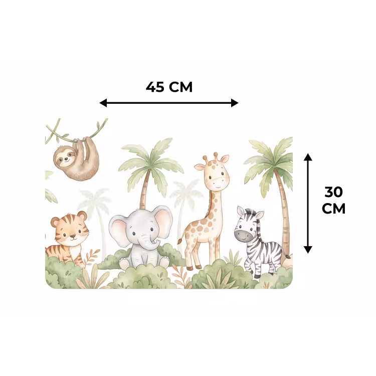 Dieren - Jungle - Pastel Placemat vinyl groot -specs