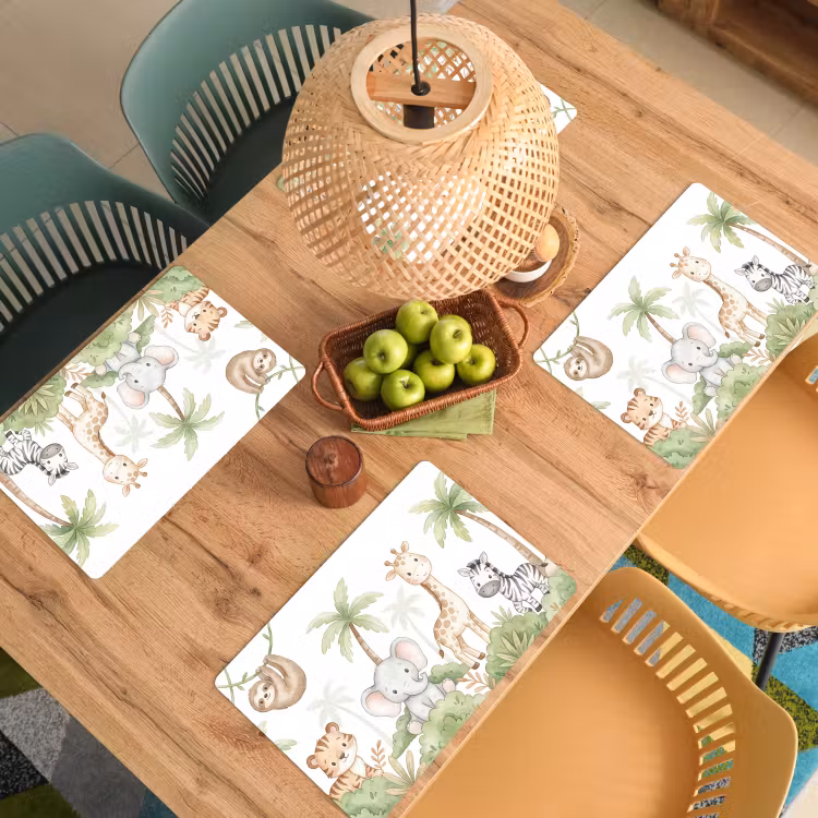 Dieren - Jungle - Pastel Placemat vinyl groot -zzsfeer5_Kitchenyeah-website