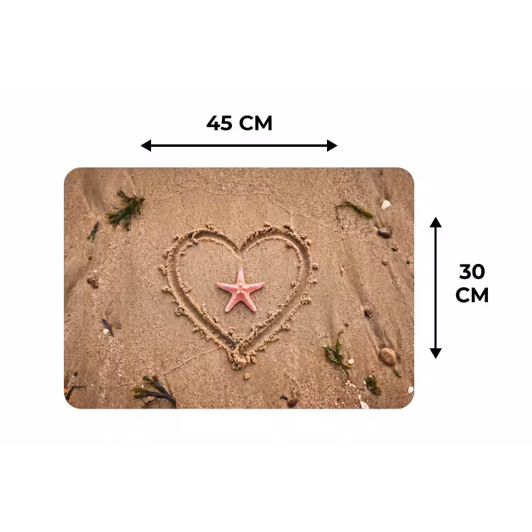 Dieren - Hart - Strand - Zand - Roze Placemat vinyl groot -specs